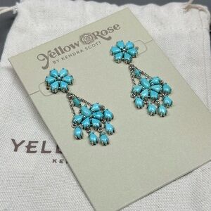 Kendra Scott Yellow Rose Laurel Silver Earrings in Turquoise